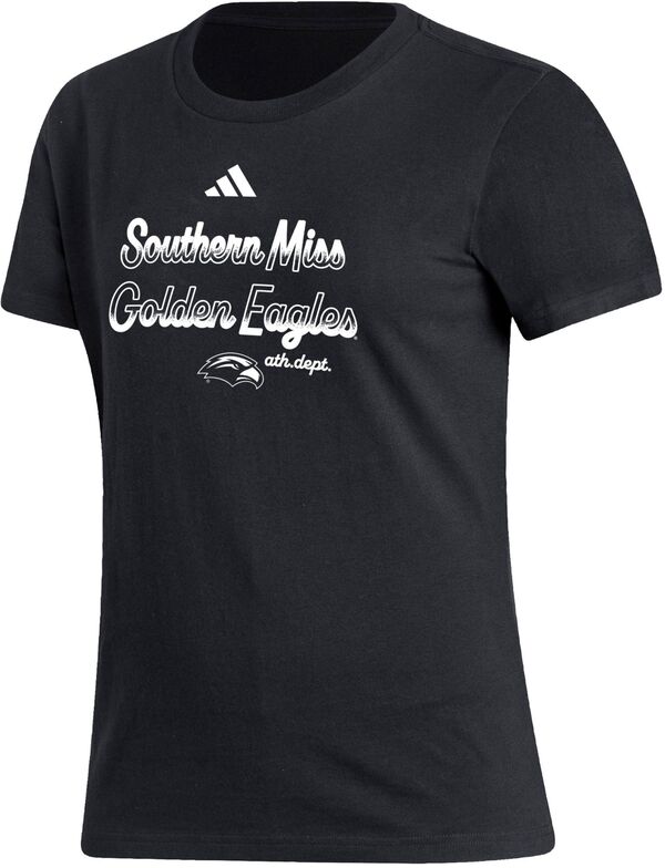 アディダス レディース Tシャツ トップス adidas Women's Southern Miss Golden Eagles Black Amplifier T-Shirtの通販は