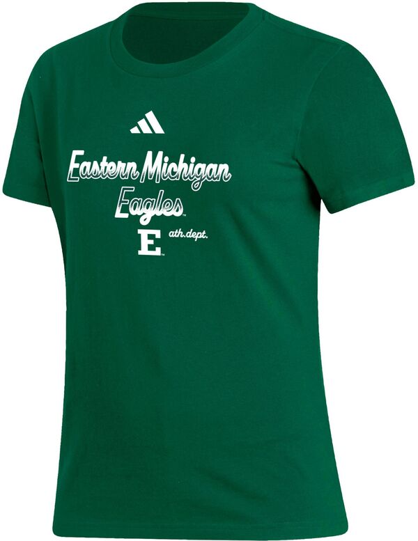 アディダス レディース Tシャツ トップス adidas Women's Eastern Michigan Eagles Green Amplifier T-Shirtの通販は