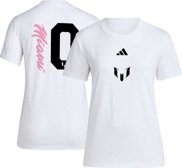 アディダス レディース Tシャツ トップス adidas Women's Inter Miami CF Messi #10 Unveil White/Pink/Black T-Shirtの通販は 8,483円
