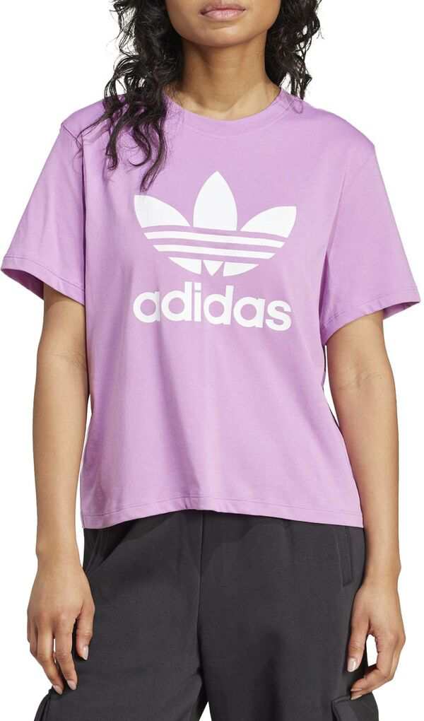 アディダス レディース Tシャツ トップス adidas Originals Women's Adicolor Trefoil Boxy T-Shirt Preloved Purple