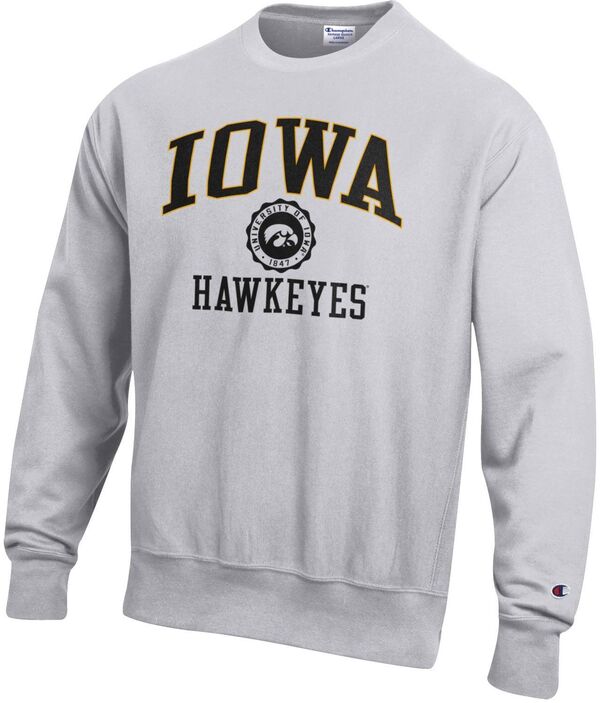 チャンピオン メンズ パーカー・スウェット アウター Champion Men's Iowa Hawkeyes Silver Grey Reverse Weave Crew Pullover Sweatshirの通販は 21,980円