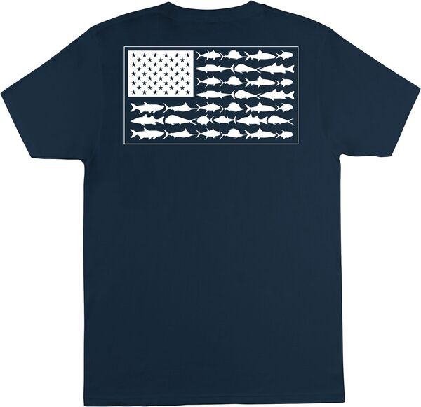 コロンビア メンズ Tシャツ トップス Columbia Men's Americana Saltwater Fish Flag T-Shirt Columbia Navyの通販は