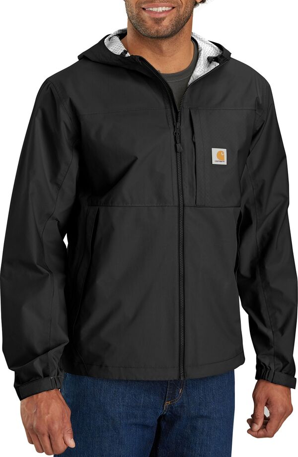 カーハート メンズ ジャケット・ブルゾン アウター Carhartt Men's Packable Lightweight Storm Defender Jacket Black