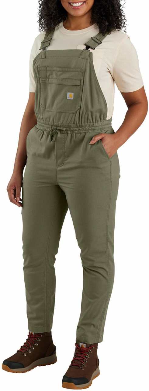 カーハート レディース カジュアルパンツ ボトムス Carhartt Women's Ripstop Bib Overall Dusty Olive