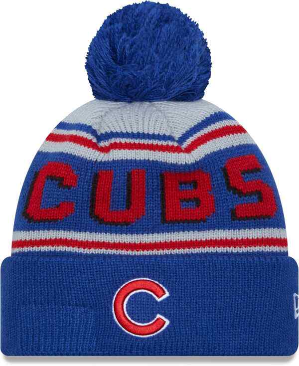 ニューエラ メンズ 帽子 アクセサリー New Era Adult Chicago Cubs Blue Wordmark Pom Knit Hatの通販は