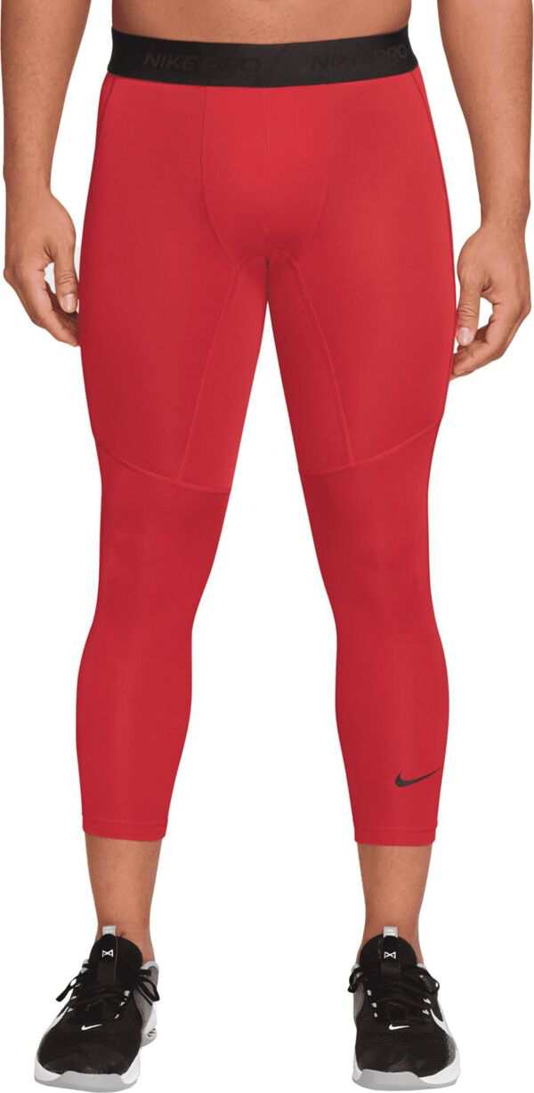 ナイキ メンズ カジュアルパンツ ボトムス Nike Men's Pro Dri-FIT 3/4-Length Fitness Tights University Red