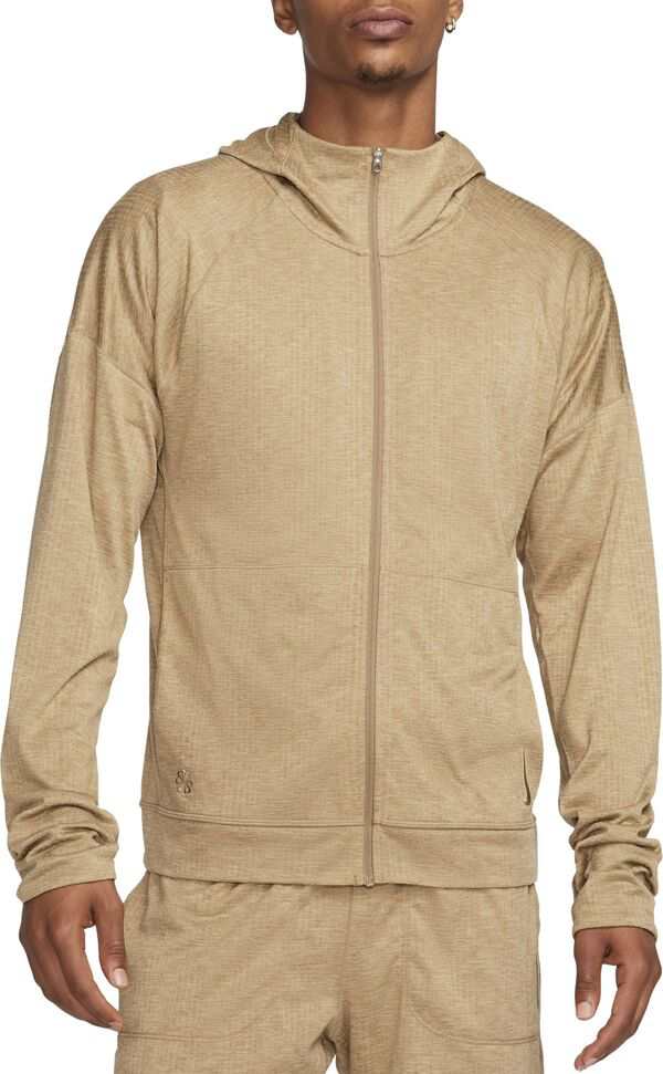 ナイキ メンズ パーカー・スウェット アウター Nike Men's Dri-FIT Yoga Full-Zip Jersey Hoodie Sandalwood