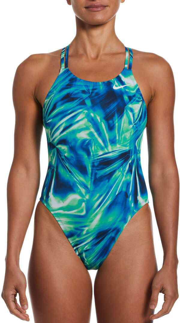 ナイキ レディース 上下セット 水着 Nike Women's Solar Rise Spiderback Swimsuit Blue Green