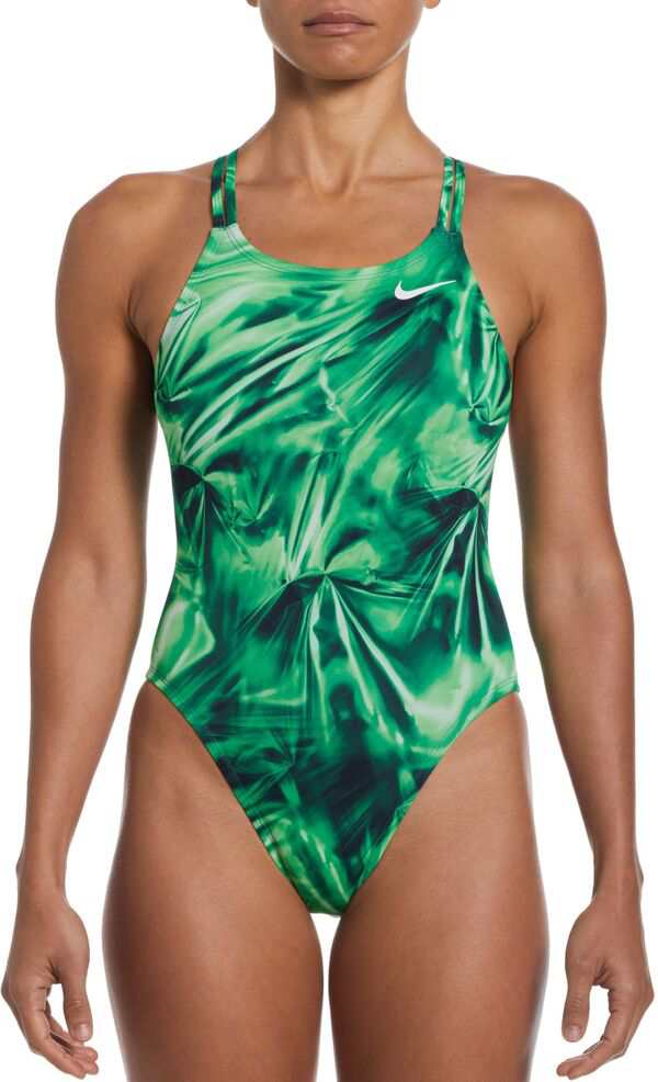 ナイキ レディース 上下セット 水着 Nike Women's Solar Rise Spiderback Swimsuit Court Green