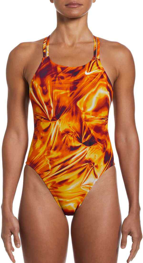 ナイキ レディース 上下セット 水着 Nike Women's Solar Rise Spiderback Swimsuit Team Orange