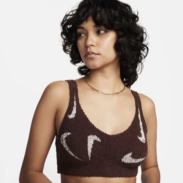 ナイキ レディース ブラジャー アンダーウェア Nike Sportswear Women's Phoenix Cozy Boucle Knit Bra Earth