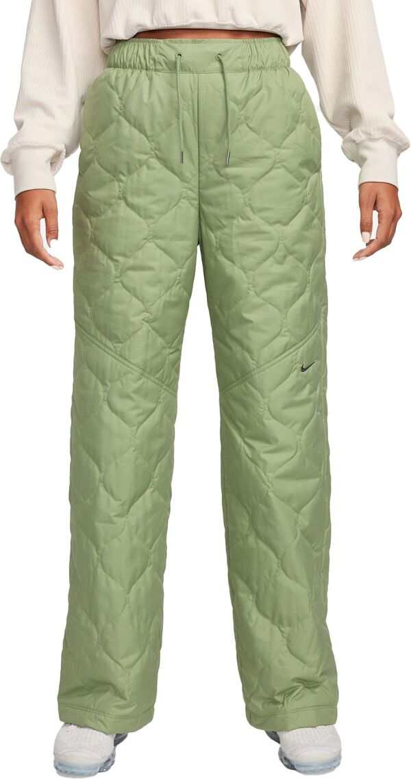 ナイキ レディース カジュアルパンツ ボトムス Nike Sportswear Women's Essential Quilted High-Waisted Open-Hem Pants Oil Green