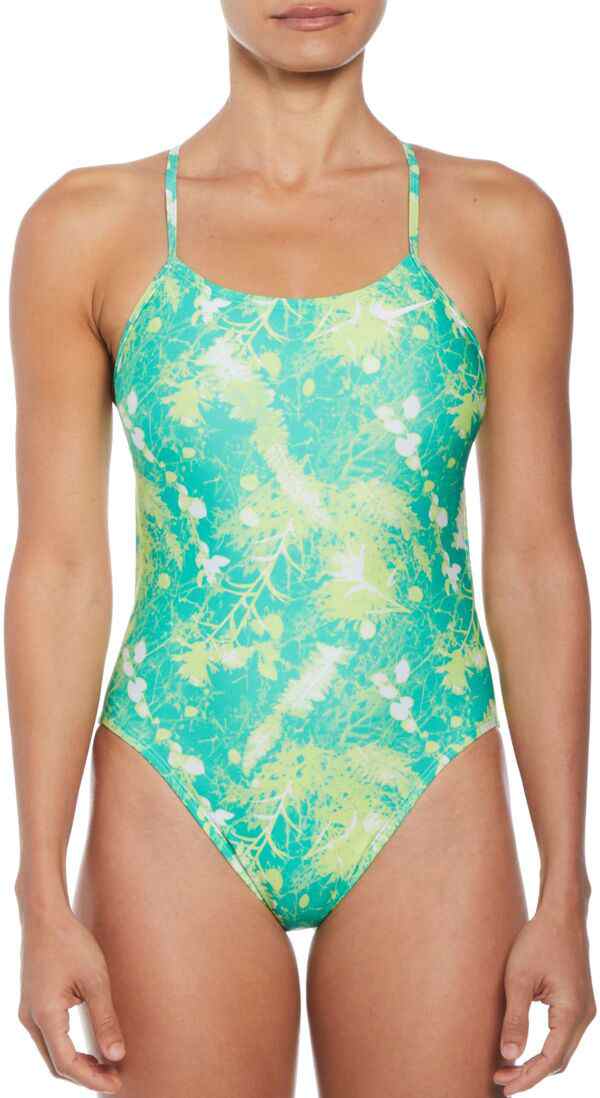 ナイキ レディース 上下セット 水着 Nike Women's Multi Print Cutout One Piece Lime Glow