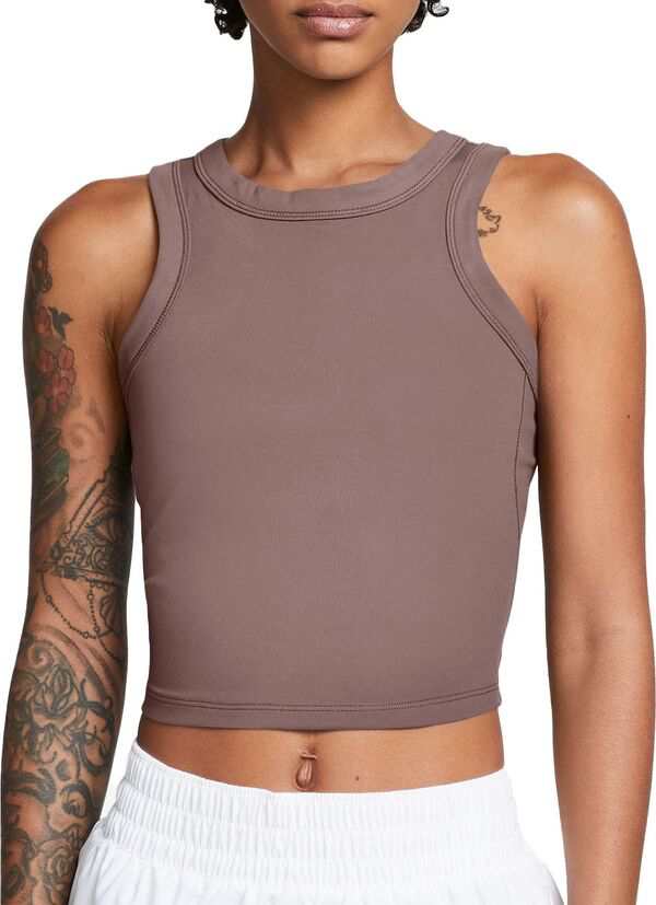 ナイキ レディース シャツ トップス Nike Women's One Fitted Dri-FIT Cropped Tank Top Smokey Mauve