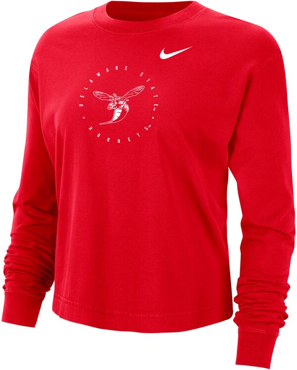 ナイキ レディース Tシャツ トップス Nike Women's Delaware State Hornets Red Boxy Cropped Long Sleeve T-Shirt 6,480円