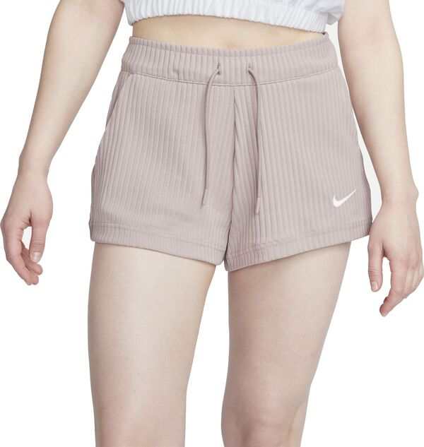 ナイキ レディース ハーフパンツ・ショーツ ボトムス Nike Women's Sportswear High-Waisted Ribbed Jersey Shorts Diffused Taupe