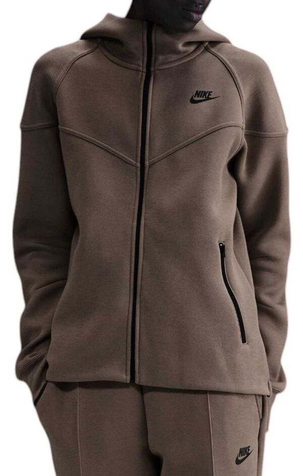 ナイキ レディース パーカー・スウェット アウター Nike Women's Sportswear Tech Fleece Windrunner Full-Zip Hoodie Mink Brown
