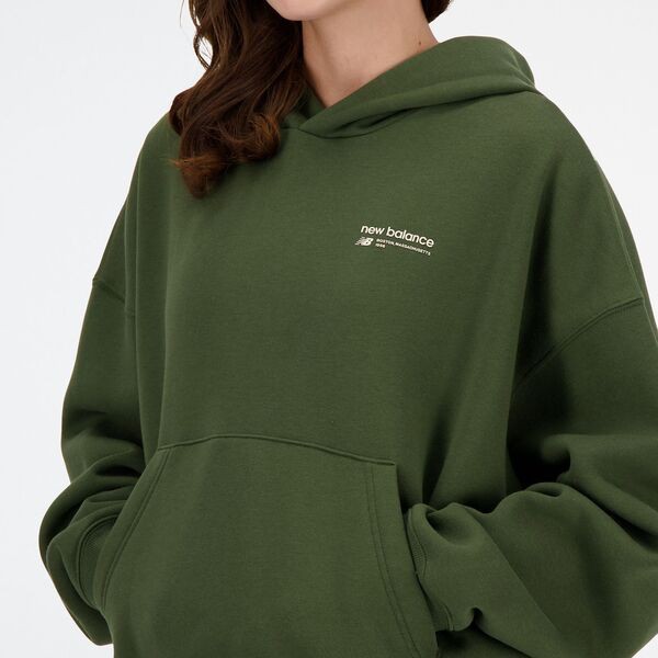 ニューバランス レディース パーカー・スウェット アウター New Balance Women's Linear Heritage Brushed Back Fleece Hoodie Kombu