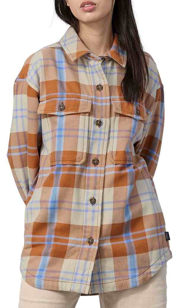 パタゴニア レディース シャツ トップス Patagonia Women's Heavyweight Fjord Flannel Overshirt Bristlecone/Fertile Brown