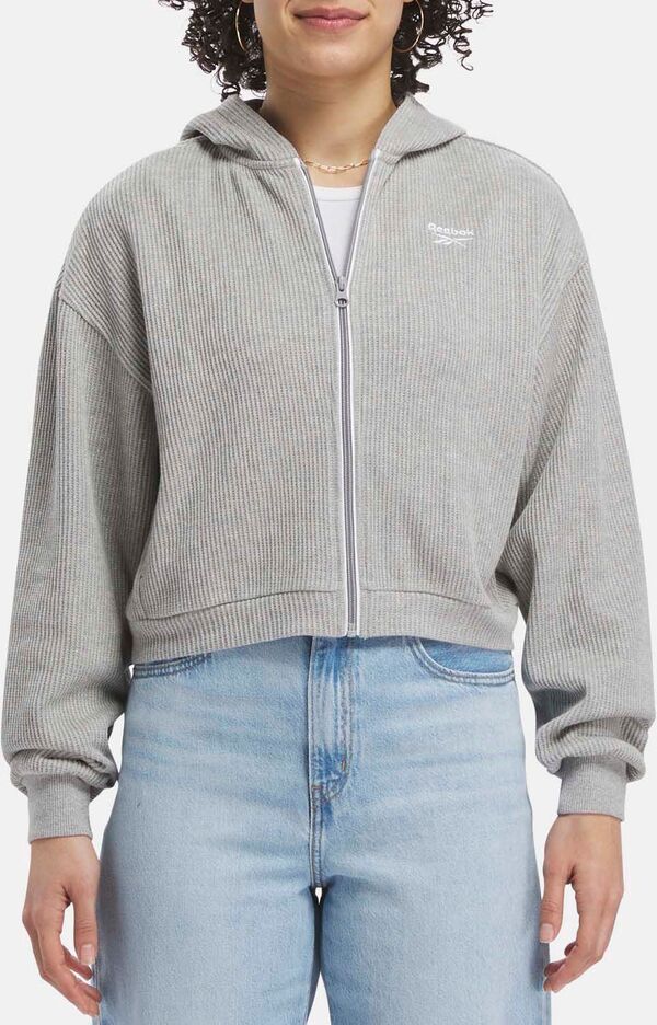 リーボック レディース パーカー・スウェット アウター Reebok Women's RIE Waffle Full-Zip Hoodie Greyの通販はパーカー