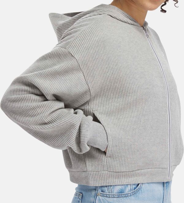 リーボック レディース パーカー・スウェット アウター Reebok Women's RIE Waffle Full-Zip Hoodie Greyの通販は