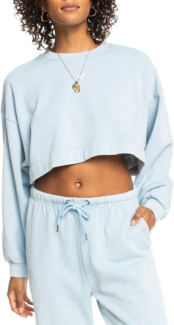 ロキシー レディース パーカー・スウェット アウター Roxy Women's Surf Safari Cropped Crewneck Sweatshirt Clear Sky