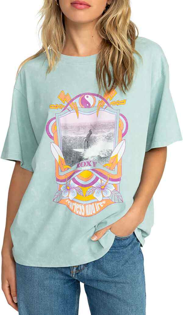 ロキシー レディース Tシャツ トップス Roxy Women's Girl Need Love Short Sleeve T-Shirt Blue Surf