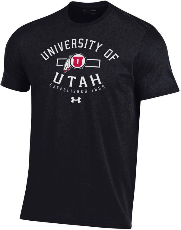 アンダーアーマー メンズ Tシャツ トップス Under Armour Men's Utah Utes Black Performance Cotton T-Shirtの通販は 6,943円
