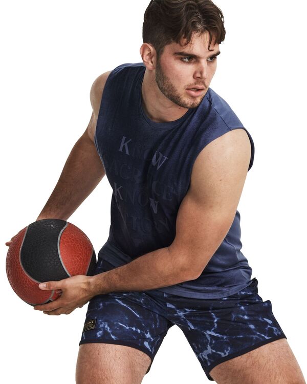 アンダーアーマー メンズ タンクトップ トップス Under Armour Men's Project Rock SMS Sleeveless Tank Top Hushed Blue/Midnight Navyの通販は