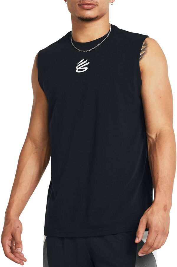 アンダーアーマー メンズ Tシャツ トップス Under Armour Men's Curry Sleeveless T-Shirt Black/Whiteの通販は