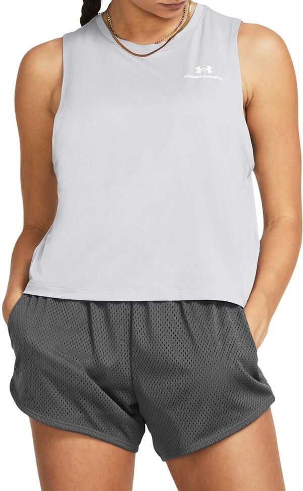 アンダーアーマー レディース シャツ トップス Under Armour Women's Vanish Energy Cropped Tank Mod Gray/White