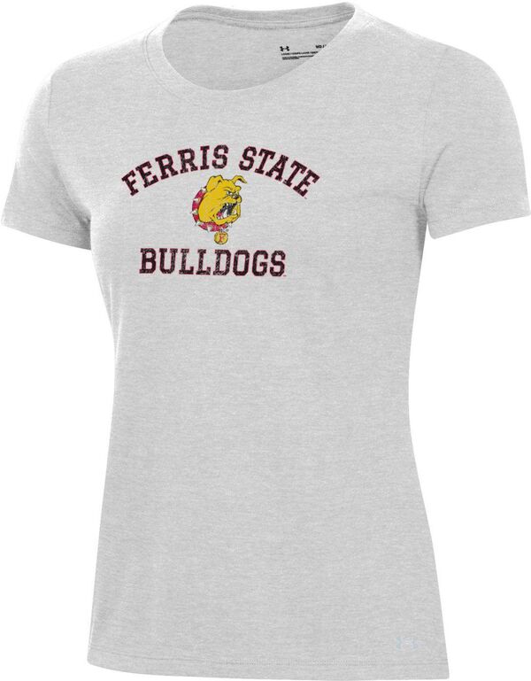 アンダーアーマー レディース Tシャツ トップス Under Armour Women's Ferris State Bulldogs  Silver Heather Pennant T-Shirt