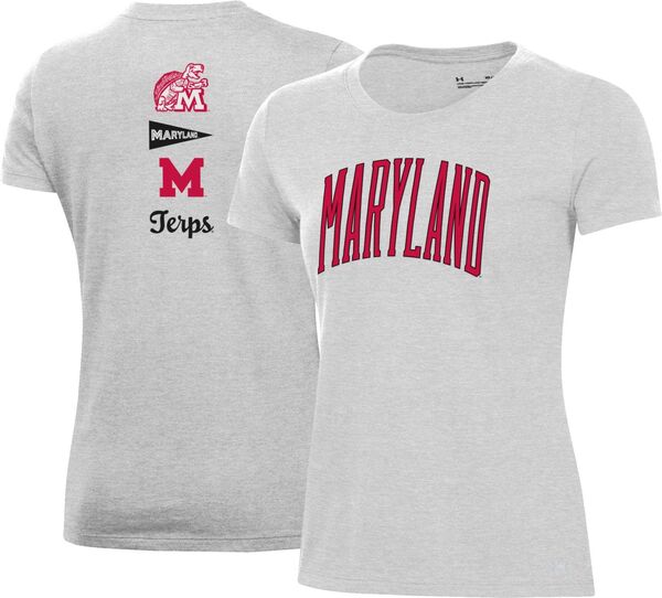 アンダーアーマー レディース Tシャツ トップス Under Armour Women's Maryland Terrapins Silver Heather Pennant T-Shirtの通販は