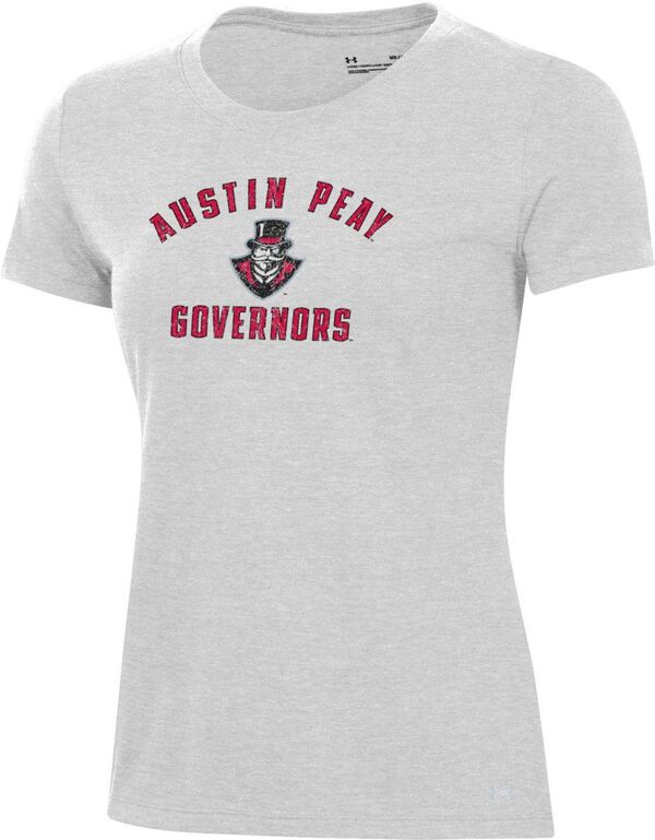 アンダーアーマー レディース Tシャツ トップス Under Armour Women's Austin Peay Governors Silver Heather Pennant T-Shirtの通販は