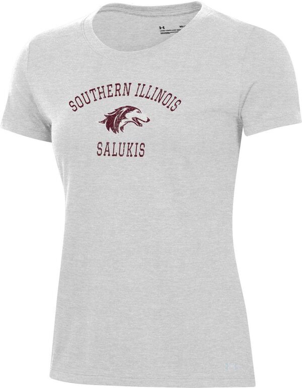 アンダーアーマー レディース Tシャツ トップス Under Armour Women's Southern Illinois  Salukis Silver Heather Pennant T-Shirtの通販は