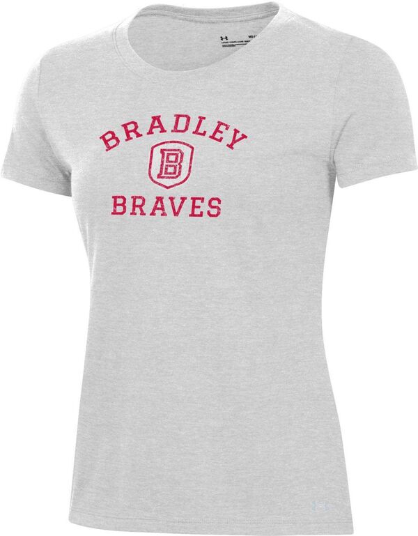 アンダーアーマー レディース Tシャツ トップス Under Armour Women's Bradley Braves Silver Heather Pennant T-Shirt