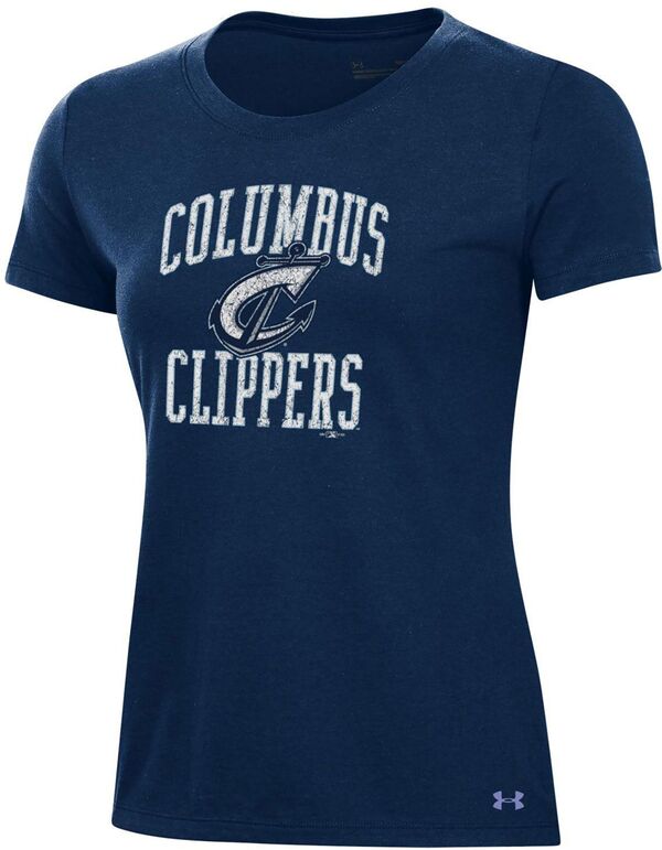 アンダーアーマー レディース Tシャツ トップス Under Armour Women's Columbus Clippers Navy Performance T-Shirtの通販は
