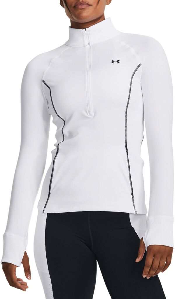 アンダーアーマー レディース シャツ トップス Under Armour Women's Training Cold Weather 1/2 Zip Top White/Black