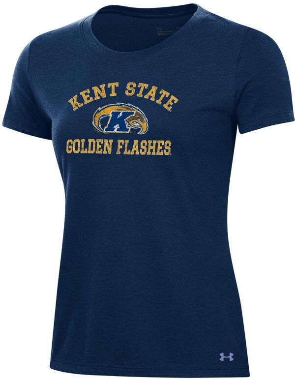 アンダーアーマー レディース Tシャツ トップス Under Armour Women's Kent State Golden Flashes Navy Blue Pennant T-Shirtの通販は