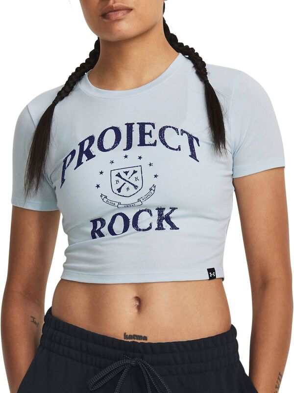 アンダーアーマー レディース Tシャツ トップス Under Armour Women's Project Rock Arena Baby T-Shirt Halogen Blue