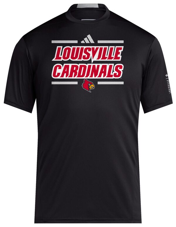 アディダス メンズ Tシャツ トップス adidas Men's Louisville Cardinals Black Training T-Shirtの通販は