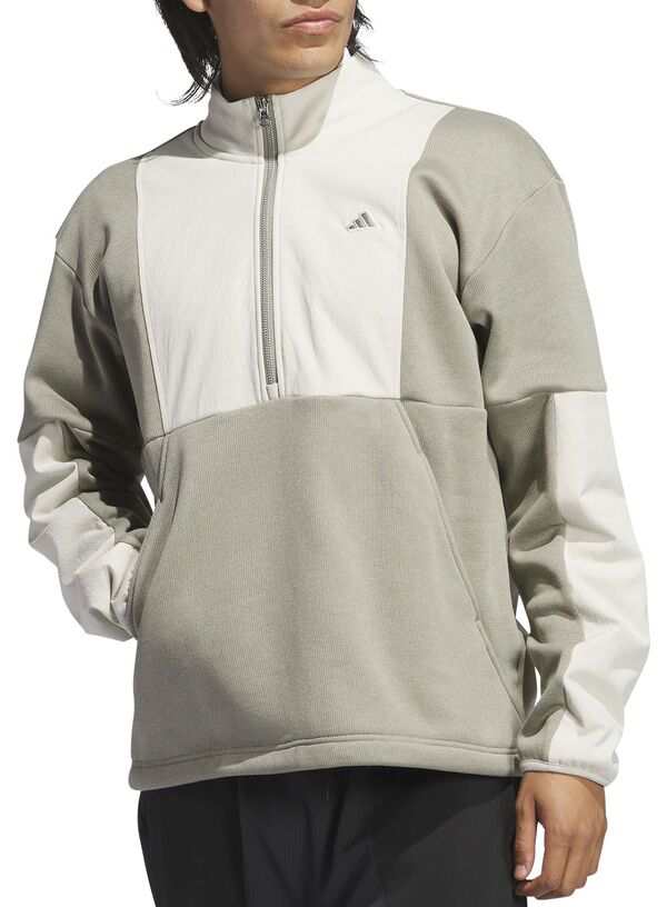 アディダス メンズ パーカー・スウェット アウター adidas Men's Go-To DWR Hybrid 1/2 Golf Sweatshirt Silver Pebble/Alumina