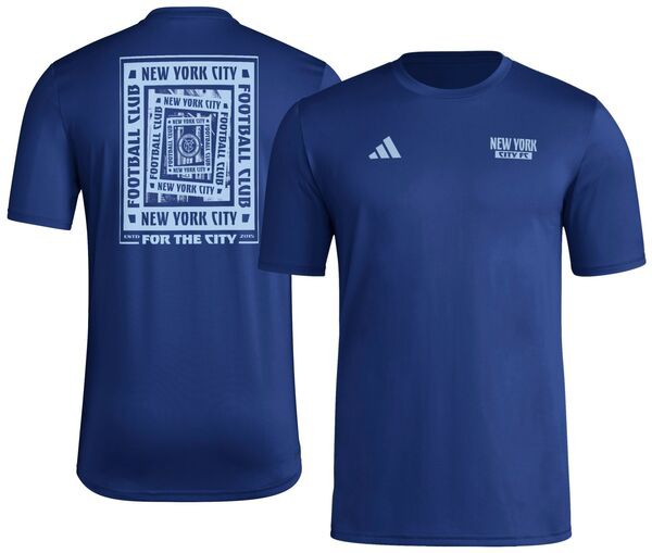 アディダス メンズ Tシャツ トップス adidas Men's New York City FC 2025 Blue Local Warp T-Shirtの通販は