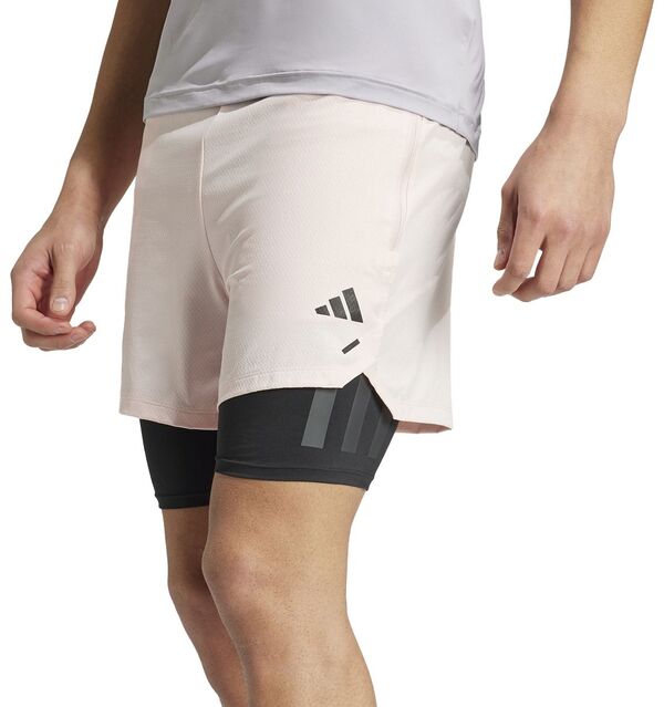 アディダス メンズ ハーフパンツ・ショーツ ボトムス adidas Men's Power Workout 2-in-1 7" Shorts Sandy Pinkの通販は