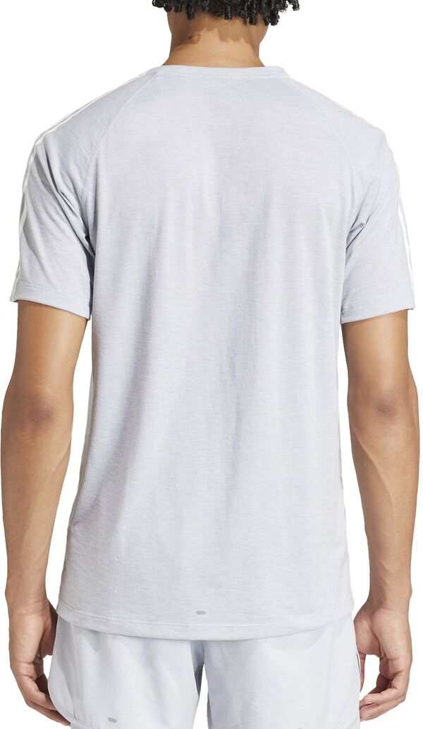 アディダス メンズ Tシャツ トップス adidas Men's Own The Run 3-Stripes Short Sleeve T-Shirt Halo Silver