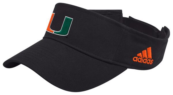 アディダス メンズ 帽子 アクセサリー adidas Men's Miami Hurricanes Black Team Adjustable Visor