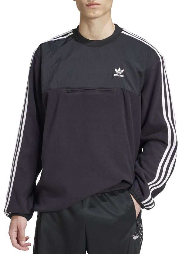 アディダス メンズ パーカー・スウェット アウター adidas Men's Adicolor Polar Crewneck Sweatshirt Blackの通販は
