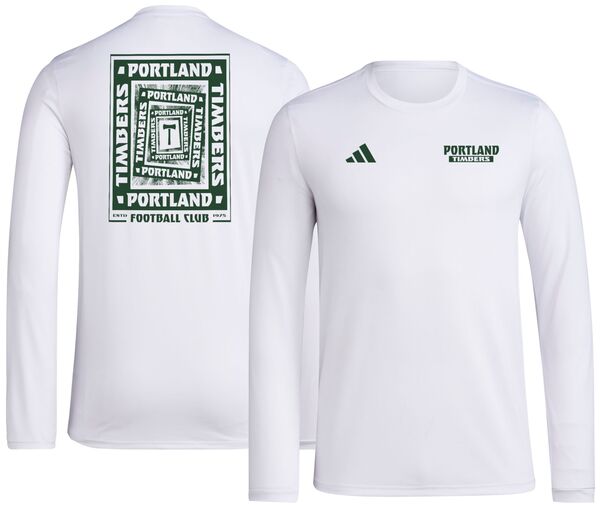 アディダス メンズ Tシャツ トップス adidas Men's Portland Timbers 2025 White Local Warp Long Sleeve T-Shirtの通販は