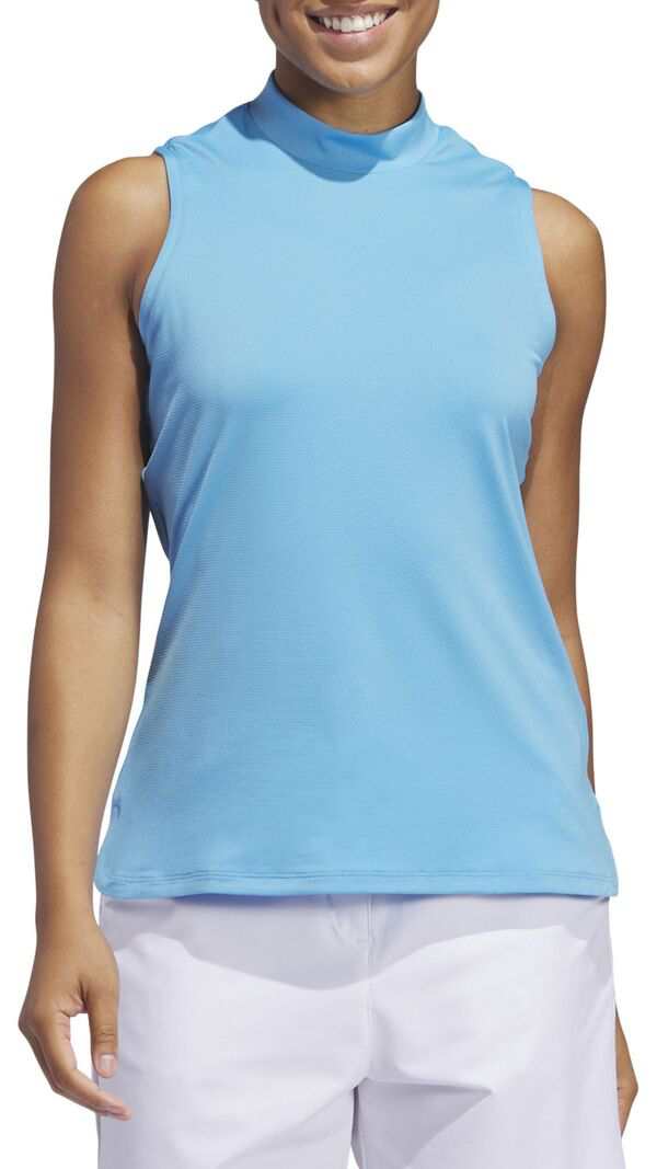 アディダス レディース ポロシャツ トップス adidas Women's Ultimate365 Sleeveless Mock Neck Golf Polo Semi Blue Burst