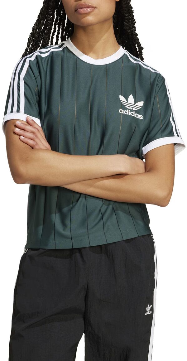 アディダス レディース Tシャツ トップス adidas Originals Women's Adicolor 3-Stripes Pinstripe T-Shirt Mineral Greenの通販は